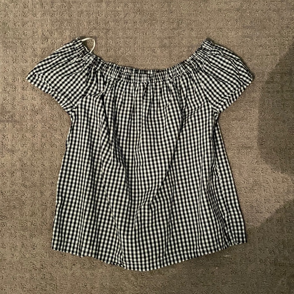 Blue and white off the shoulder top